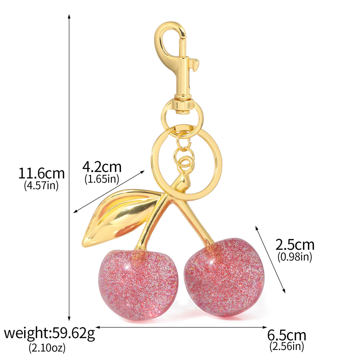 A Pair Of Red Cherry Crystal Bag Glitter Keychain - view 4