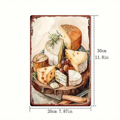 Vintage Cheese Platter Metal Sign 8x12 Inch Retro" Tin Sign 2D Flat Print Square