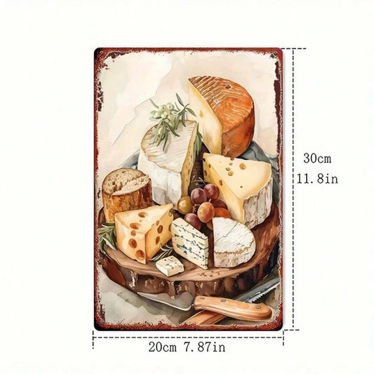 Vintage Cheese Platter Metal Sign 8x12 Inch Retro" Tin Sign 2D Flat Print Square