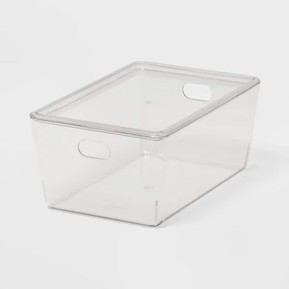 4L Stacking Clear Bin With Lid: PET, Stackable, Universal Storage, 10.15" x6.81" x4.52" - view 2