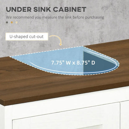 Pedestal Sink Storage Cabinet, Under Sink Cabinet with Double Doors, Antique White, Walnut-AS - view 5