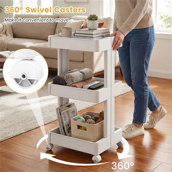3 -Tier DIY Rolling Storage Cart,15.5 X 14.5 X 30 With Detachable Ventilated Trays For Kitchen & Bathroom - view 2