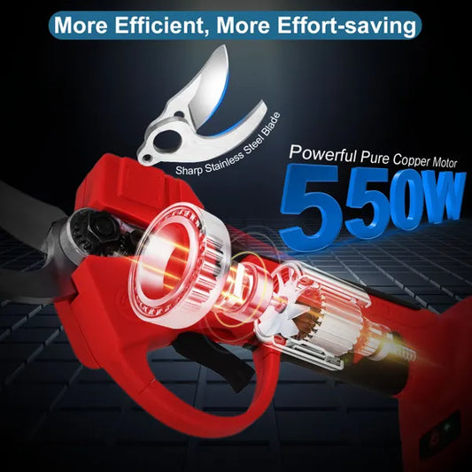 21V Electric Pruning Shears Cordless Tree Pruner Branch Cutter Gardening Scissors With 2 Pack Rechargeable Battery & - view 2