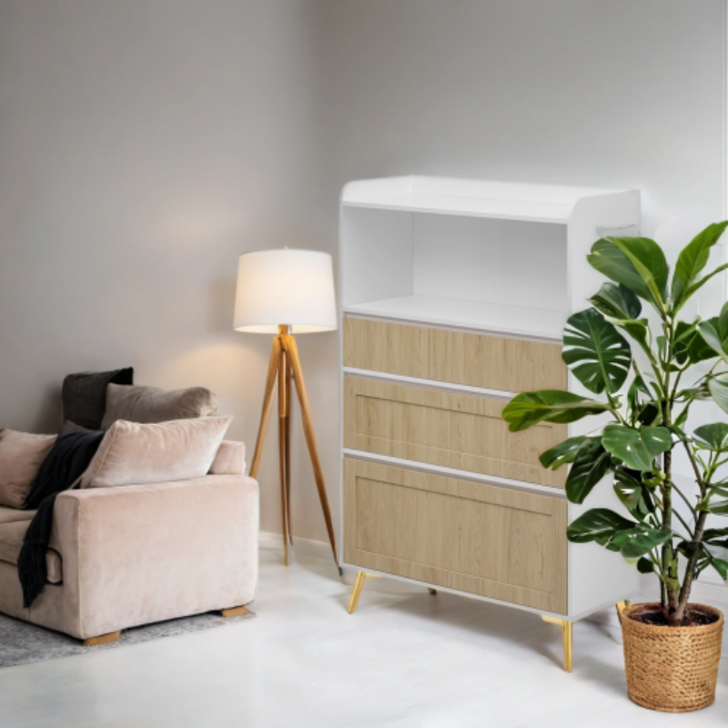 Modern Design White Solid Wood Frame Three Drawer Storage Cabinet