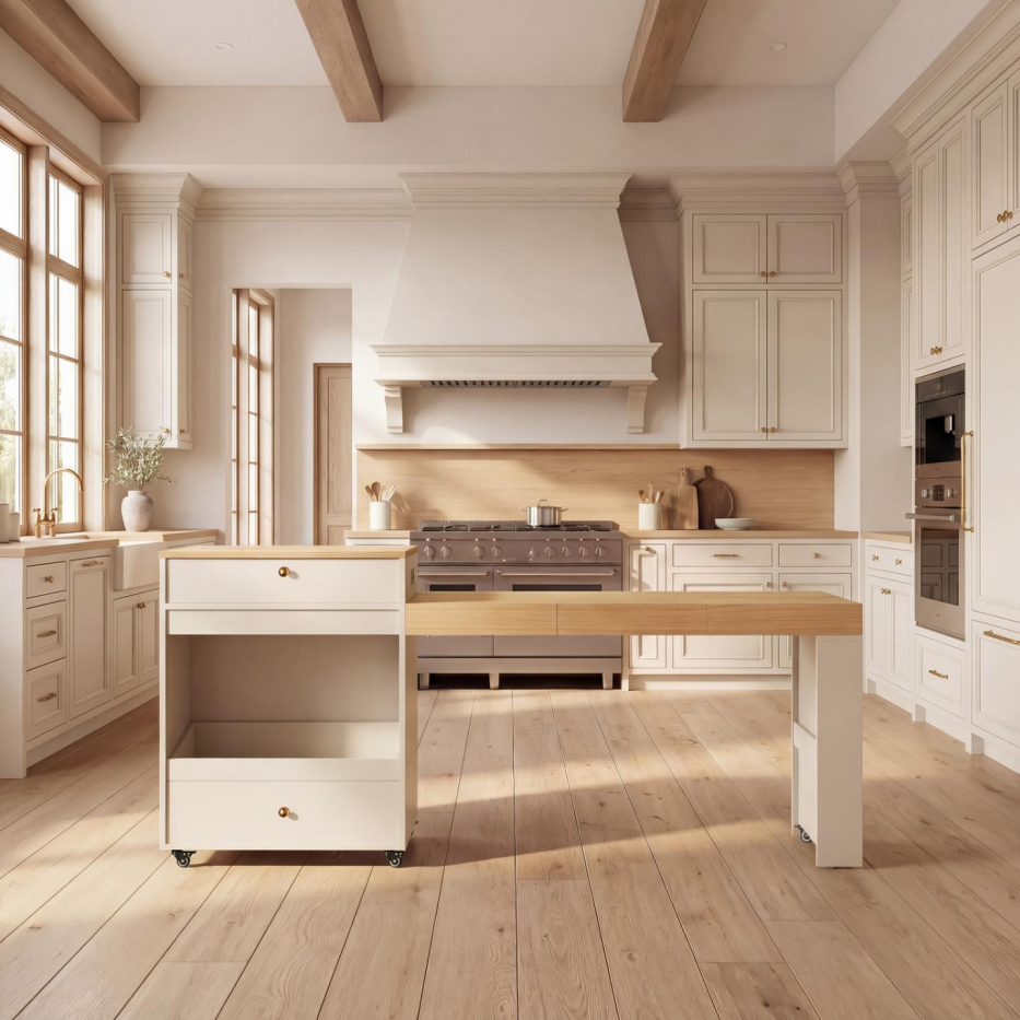 78.8inch Rolling Kitchen Island With 3-Stage Extendable Dining Table Seats 6-8, Built-in Power Outlet - view 8