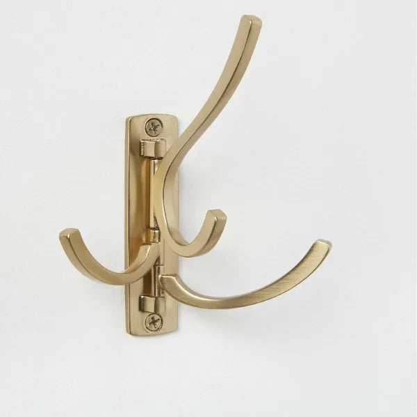Modern Octopus Multi Swivel Hook Gold: Swinging Wall Towel Hook, Gold Plated, Cast Aluminum, 15lb Capacity - view 4