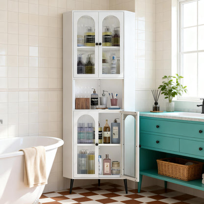 73inch Corner Cabinet, Metal Storage Cabinet With Doors And Adjustable Shelves - view 3