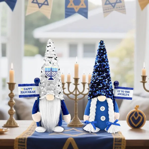 Hanukkah Gnomes Decorations For Home Indoor, Hanukkah Menorah Plush Decor, Jewish - view 2