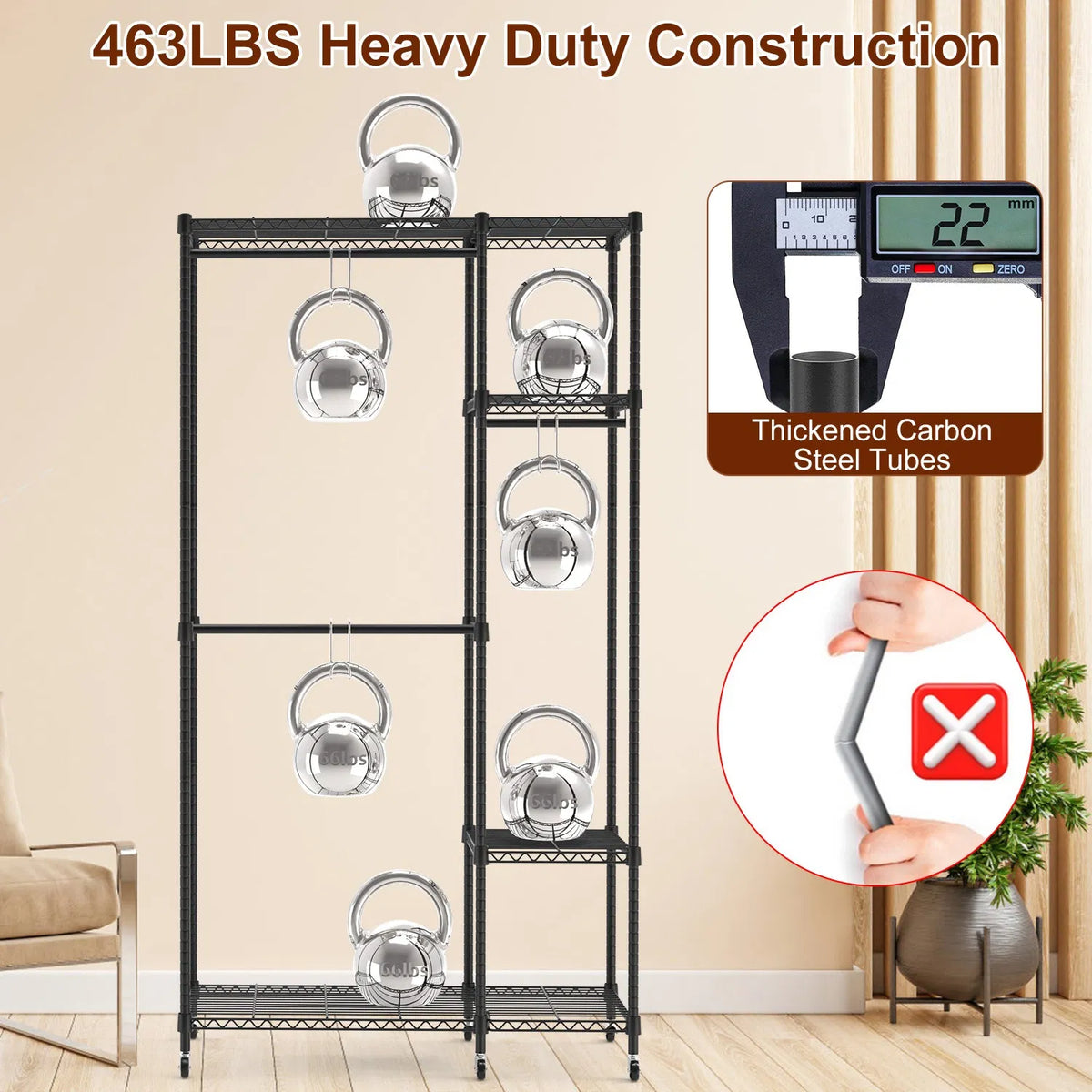 4 Tier Heavy Duty Garment Rack With Wheels Carbon Steel Clothing Rack Portable Wardrobe Clothes Rack With 3 Hanging - view 5