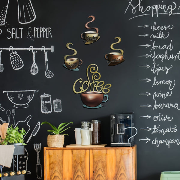 Metal Coffee Cup Wall Decor Retro Kitchen Coffee Bar Decorations - view 3