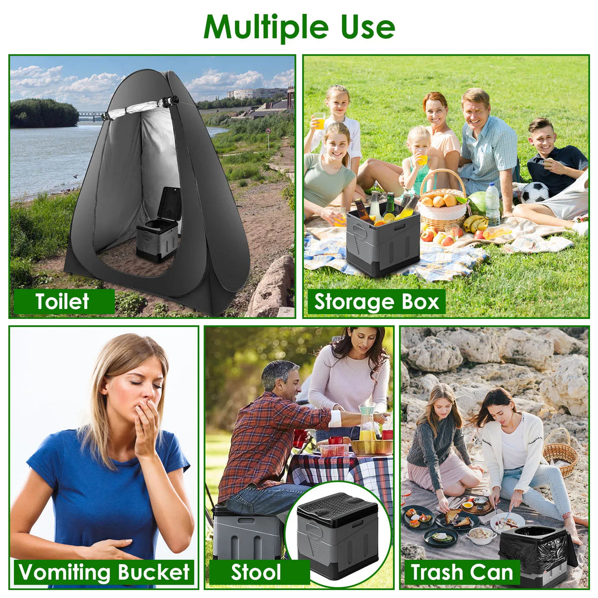 Portable Toilet with Carry Bag Foldable Emergency Toilet with Lid Trash Bags Camping Toilet Foldable Toilet for Car - view 6