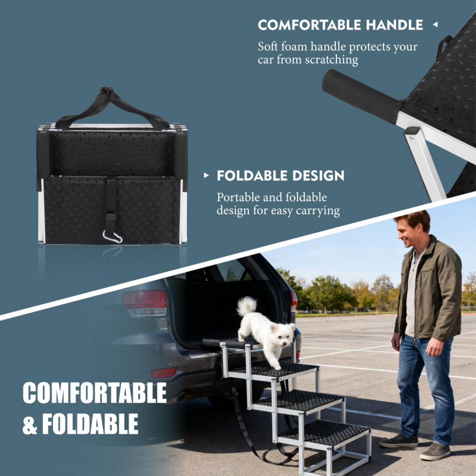 Foldable Dog Ramp For Cars, SUVs, Trucks, Portable Pet Dog Stairs For Large Dogs With Non-Slip Surface & Reinforced - view 10