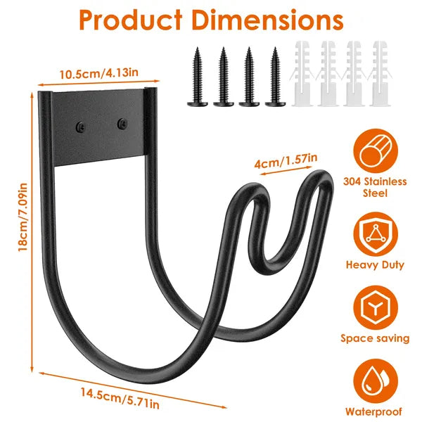 2Pack Heavy Duty Garden Hose Holder Stainless Steel Hose Hook Metal Hose Rack Reel Organizer For Water Hose Extension - view 8