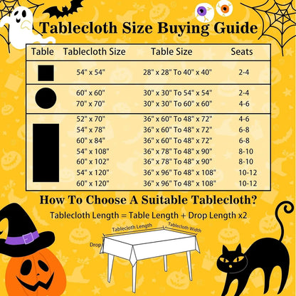 Hexagram Halloween Tablecloth Rectangle Pumpkin Tablecloths 60 x 84 inches Castle Ghost Table Cloth - view 3