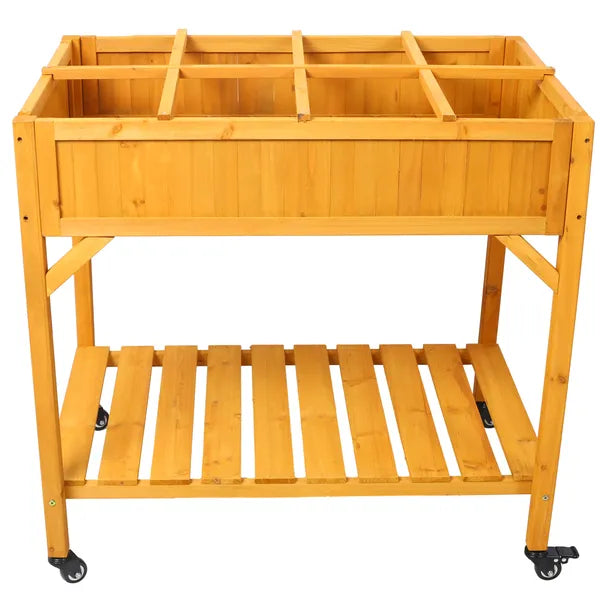 Elevated 8 Pocket Herb Garden Bed, Mobile Raised Customizable Wood Planter For Herbs, Vegetables - view 4