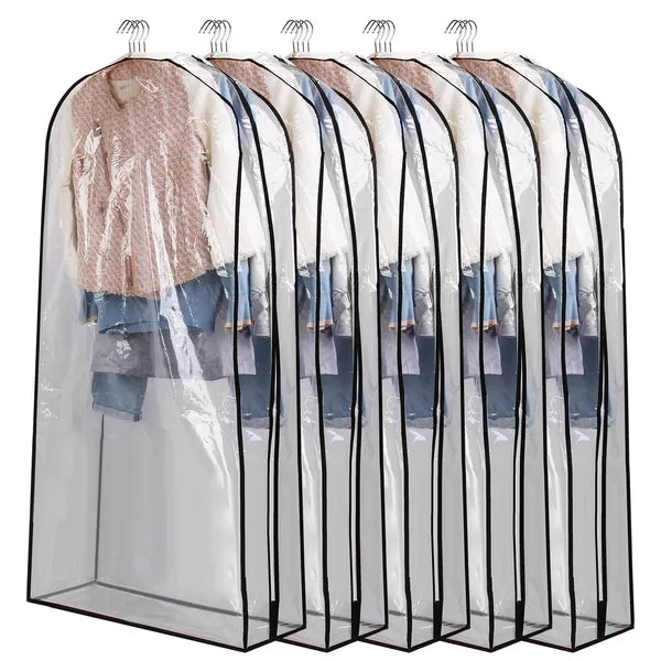 5 Pack Garment Bag For Hanging Clothes Dustproof Waterproof Hanging Clothes Storage Bag Clear Transparent Suits Cover - view 4