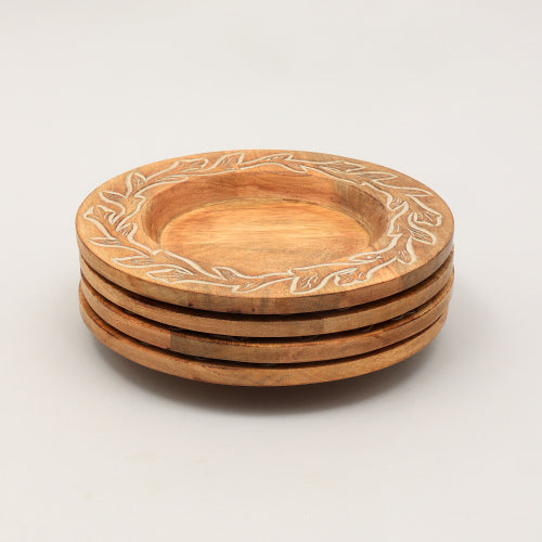 Handcrafted Wood Charger Plate Wooden Dinning Placemat Artisan Wood Tableware - view 2
