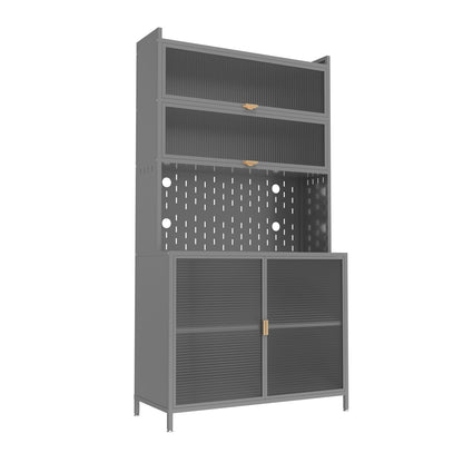 73'' Tall Kitchen Pantry Cabinet, 6 Level Flip Door With Pegboard Spacious - view 10