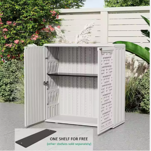 10 Cubic Feet Modern Simple Plastic Outdoor Patio School Living Room Storage Cabinet With 1 Panel - view 5