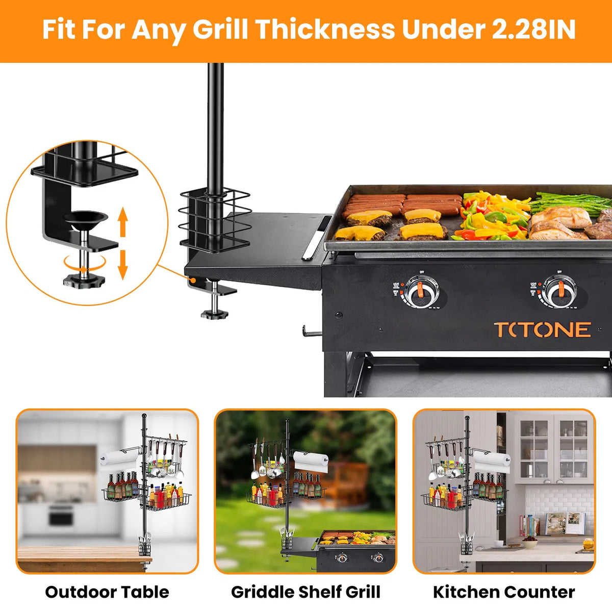 Griddle Caddy Standing Grill Utensil Caddy With Paper Towel Holder Hook Baskets BBQ Accessories Storage Rack Vertical - view 3
