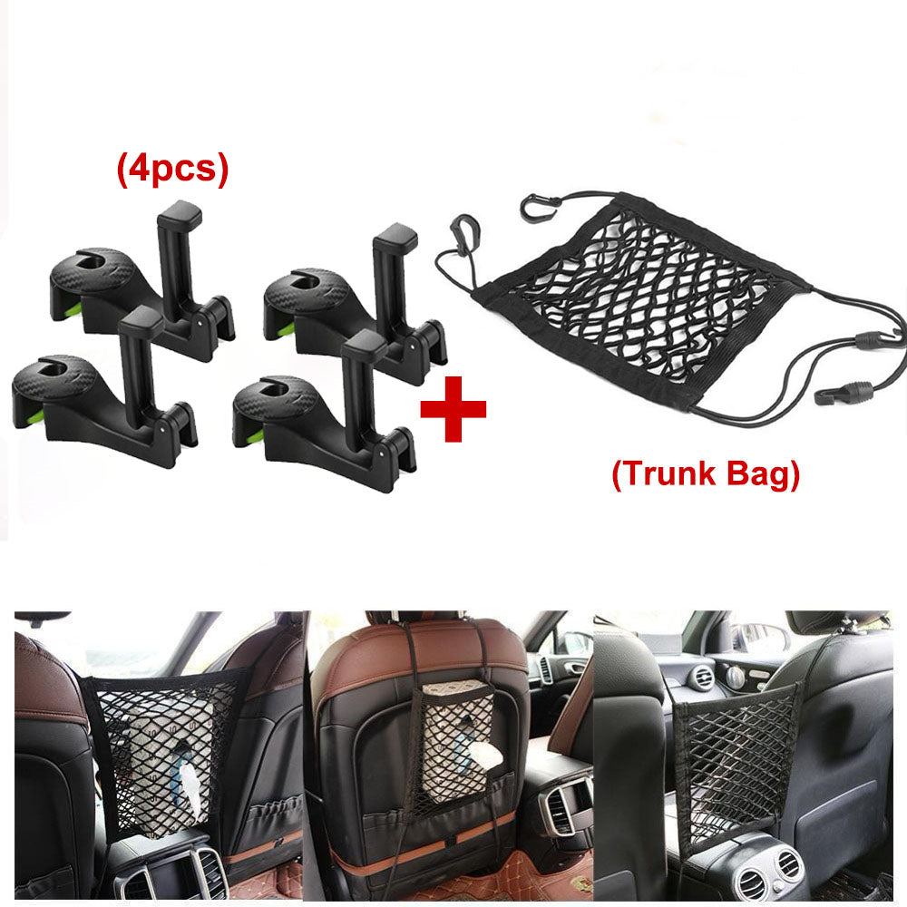 Car Headrest Hook with Phone Holder Seat Back Hanger for Bag Handbag Purse Grocery Cloth - view 5