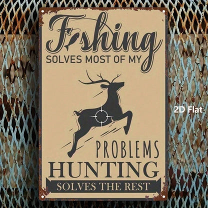 Vintage Fishing Hunting Theme Metal Sign 8X12 Inch 1pc 2D Flat Iron Art Plaque Waterproof Durable Retro Wall Decor - view 4
