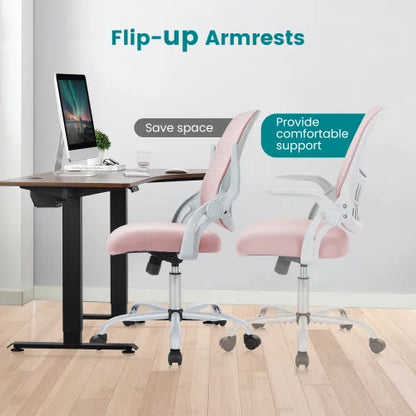 Office Mid Back Ergonomic Mesh Computer Desk Larger Seat Executive Height Adjustable Swivel Task Chair With Lumbar - view 5