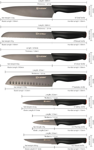 15-Piece Knife Set, High Carbon Stainless Steel Imported From Germany, Beveled Mercerized Blade - view 2