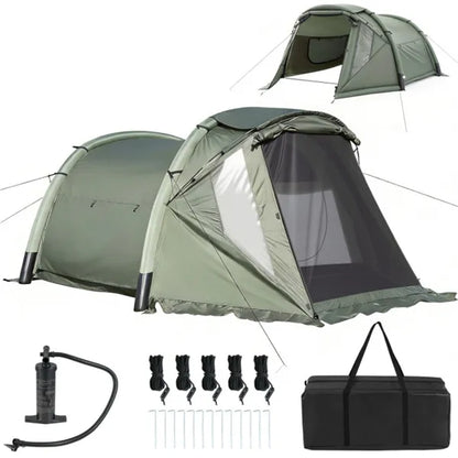 5-7 Person Inflatable Camping Tent With Screened Porch, Waterproof PU2000mm Family Cabin Tent For Outdoor Camping
