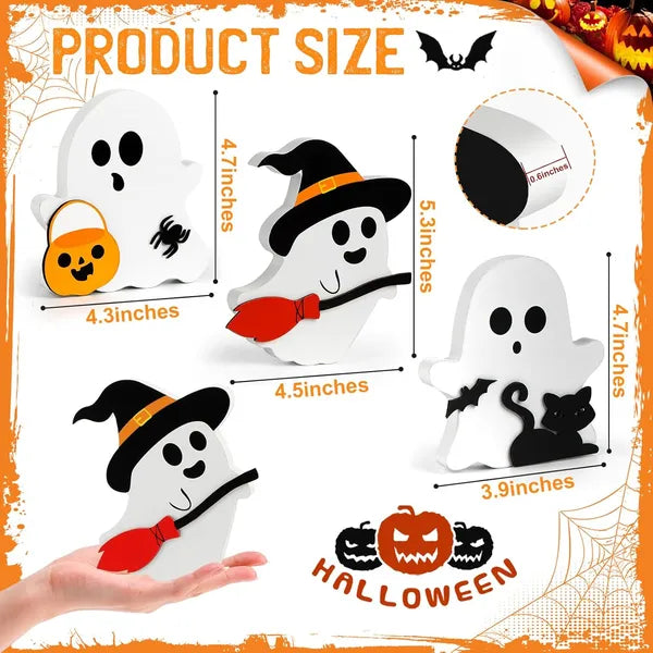 Ute Ghost Halloween Decorations Indoor, Wooden Tiered Tray Decor Table Sign Set Of 3 - view 4