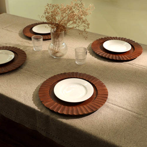 Handcrafted Wood Brown Charger Plate Wooden Dinning Placemat Artisan Wood Tableware - view 2