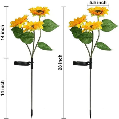 2 Pack Flashing Outdoor Solar Garden Stake Lights,Upgraded LED Solar Powered Light With 3 Heads Sunflower - view 5