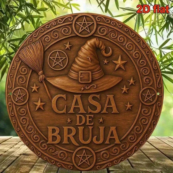 Vintage Witch House Aluminum Sign 8x8 Inch Round Metal Plaque, 2D Flat French Wall Decor For Living Room Study Dining - view 4