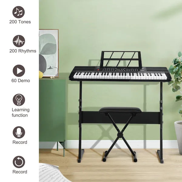 Do Not Sell On Amazon GEP-110 61 Key Keyboard With Piano Stand, Piano Bench, Built In Speakers, Headphone, Microphone - view 3