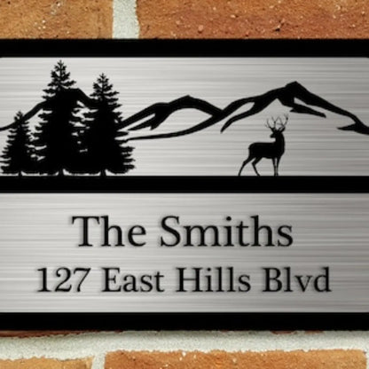 Custom Metal House Address Sign Deer Mountain Artwork Yard Number Plaque - view 7