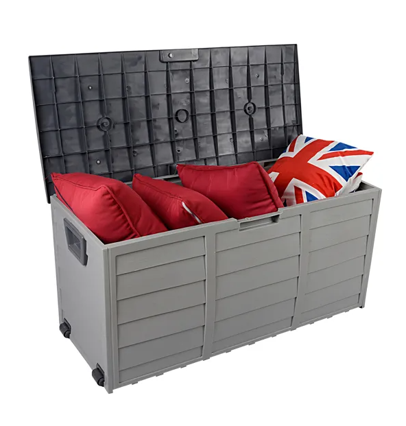 75gal 260L Outdoor Garden Plastic Storage Deck Box Chest Tools Cushions Toys Lockable Seat - view 2
