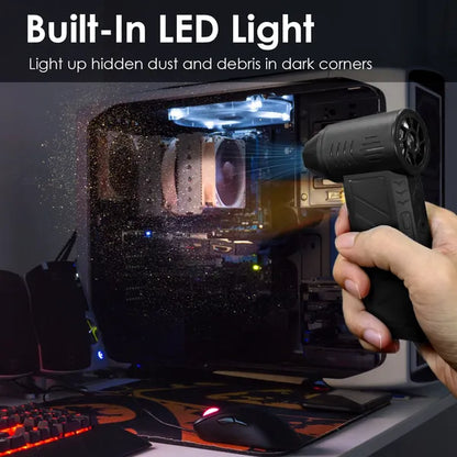 Compressed Air Duster With LED Light Up To 150000RPM Speed For PC Keyboard Cleaning High Speed Rechargeable Cordless - view 3
