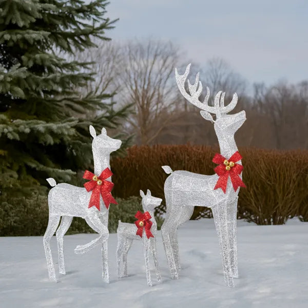 3-Piece Lighted Christmas Reindeer Family Set Outdoor Decorations, Weather Proof Sparkling Deer Family Set Of - view 7