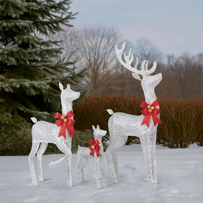 3-Piece Lighted Christmas Reindeer Family Set Outdoor Decorations, Weather Proof Sparkling Deer Family Set Of - view 7