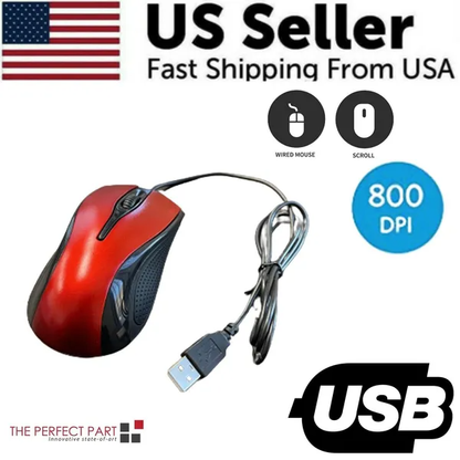 USB 2.0 Optical Wired Scroll Wheel Mouse For PC Laptop Notebook Desktop Red Mice - view 5