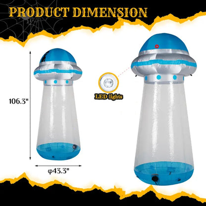 8.8 FT Halloween Inflatable UFO Yard Decoration, Fun Tall Blow Up Yard Decor With Built-in LED Lights And Stand Inside - view 2