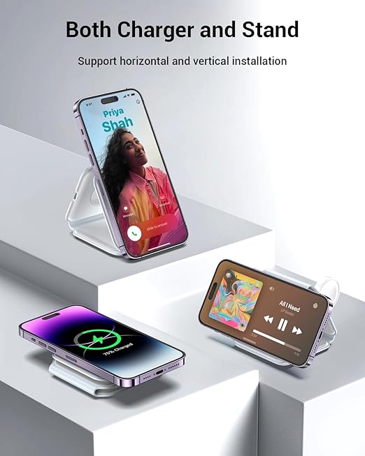 Wireless Charger, Magnetic Foldable 3 In 1 Mag-Safe Charger, Fast Travel Wireless Charging Station For IPhone - view 2