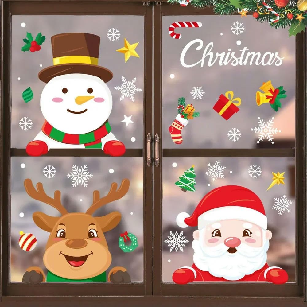 Christmas Glass Stickers Home Decor Ornaments Xmas Snowflake Santa Claus Door Shop Window Sticker New Year Christmas - view 4