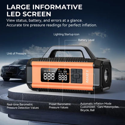 S ZEVZO 2 In 1 Car Jump Starter With Air Compressor Air Inflator Battery Charge Jumper Booster Power Bank Flashlight - view 4