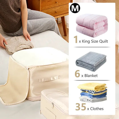 Large Foldable Storage Bag For Comforter Quilt Blanket Clothes Pillows Beddings Self Compression Organizer For Duvet - view 3