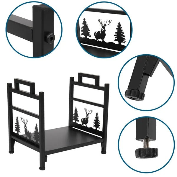 Wrought Iron Log Rack, Firewood Storage Holder, Heavy Duty Log Bin, Fireside Log Carrier For Fireplace Stove - view 4