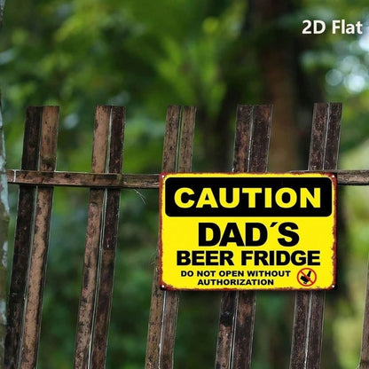 Dad's Beer Fridge Funny Caution Metal Sign Vintage Man Cave Wall Decor Rustproof Waterproof 8x12 Inch Kitchen Bar Room - view 5