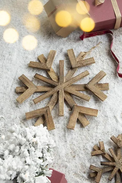 17.7inch X 17.7inch Large Fir Wood Snowflake Ornaments, Hanging Home Decor Accents For Christmas Tree, Wall Art - view 8