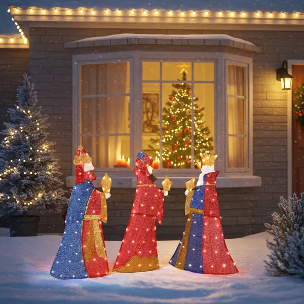 Set Of 3 Lighted Three Kings With Gifts Christmas Decorations, Pre-lit 2D Holiday Decor With 80 Warm White LED Lights - view 4