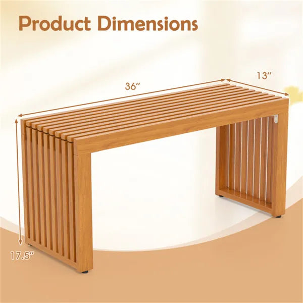 Solid Acacia Wood Patio Bench, 800 LBS Weight Capacity 2-Person Backless Outdoor Bench - view 5